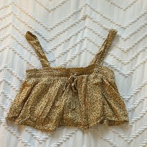 American Eagle Yellow Floral Crop Top